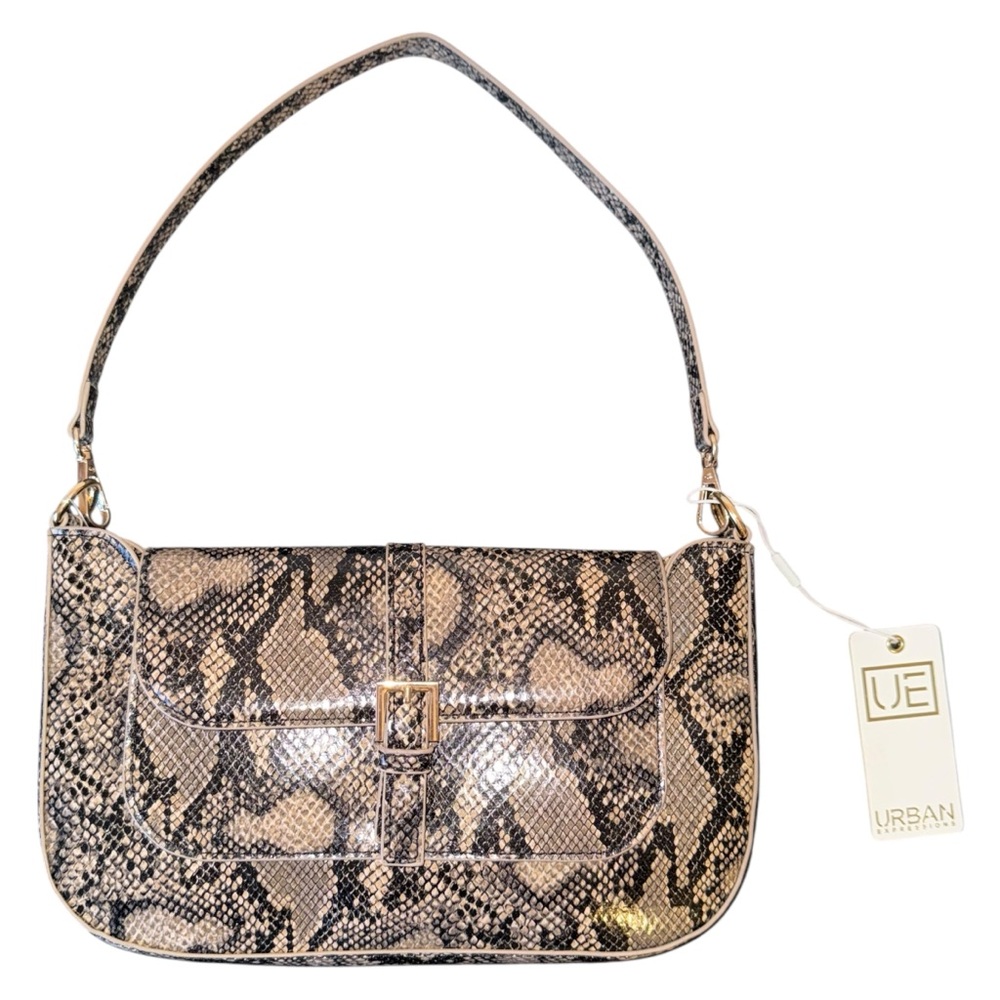 Urban Expressions Natural Multi Alexandra Snake Print Purse Handbag Gold NWT
